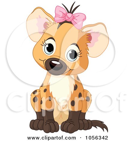 Royalty-Free Vector Clip Art Illustration of an Adorable Baby Girl Hyena Wearing A Bow And Sitting by Pushkin