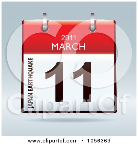 Royalty-Free Vector Clip Art Illustration of a 3d Japan Earthquake March 11 2011 Flip Desk Calendar by michaeltravers