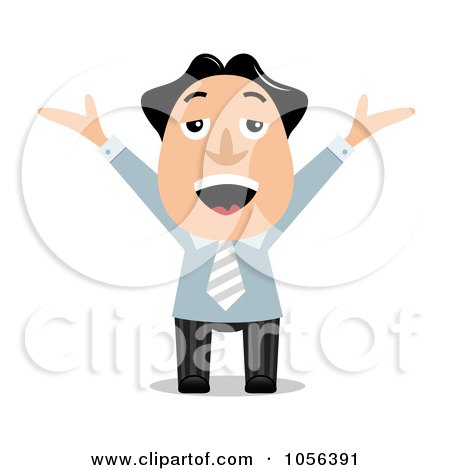 Royalty-Free Vector Clip Art Illustration of a Cheerful Businessman Raising His Arms by vectorace