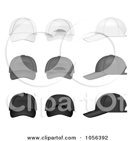 Royalty-Free Vector Clip Art Illustration of a Digital Collage Of White, Gray And Black Baseball Caps by vectorace