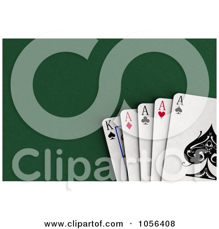 Royalty-Free CGI Clip Art Illustration of 3d Ace And a King Cards On Felt by stockillustrations