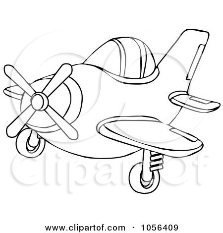 Royalty-Free Vector Clip Art Illustration of a Coloring Page Outline Of A Small Plane by djart