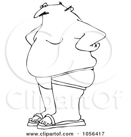 Royalty-Free Vector Clip Art Illustration of a Coloring Page Outline Of A Chubby Man Wearing A Jock Strap by djart