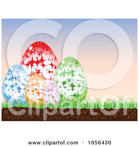 Royalty-Free Vector Clip Art Illustration of a Starry Easter Eggs At Sunrise by Andrei Marincas