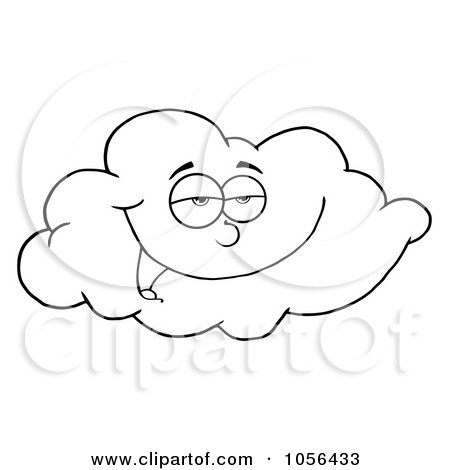 Royalty-Free Vector Clip Art Illustration of an Outlined Pleased Cloud by Hit Toon