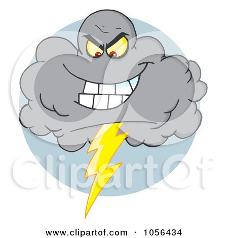 Royalty-Free Vector Clip Art Illustration of an Evil Electrical Storm Cloud by Hit Toon