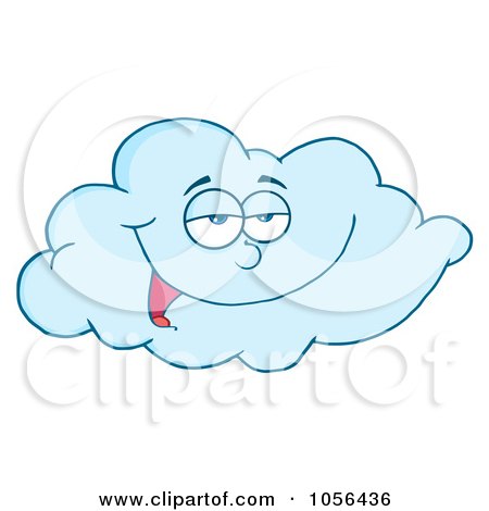 Royalty-Free Vector Clip Art Illustration of a Pleased Blue Cloud by Hit Toon