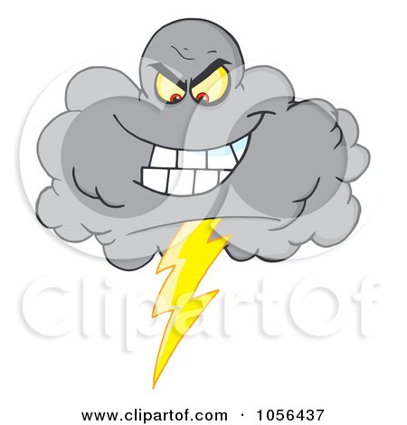 Royalty-Free Vector Clip Art Illustration of an Evil Lightning Storm Cloud by Hit Toon