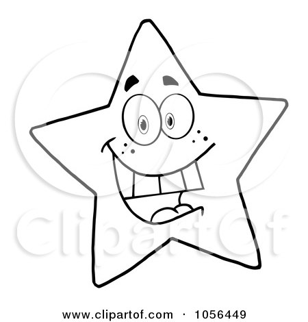 Royalty-Free Vector Clip Art Illustration of a Coloring Page Outline Of A Cheerful Star by Hit Toon