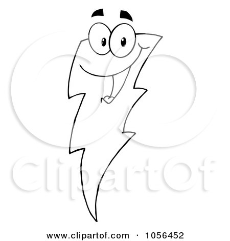 Royalty-Free Vector Clip Art Illustration of an Outline Of A Bolt Of Lightning Character by Hit Toon