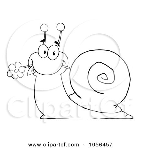 Royalty-Free Vector Clip Art Illustration of an Outlined Snail Eating A Flower by Hit Toon