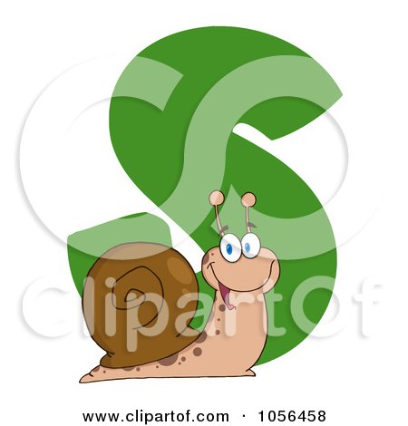 Royalty-Free Vector Clip Art Illustration of a Cheerful Snail With The Letter S by Hit Toon