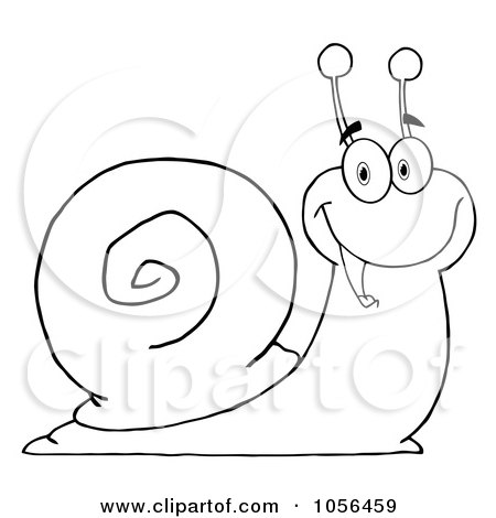 Royalty-Free Vector Clip Art Illustration of an Outlined Cheerful Snail by Hit Toon