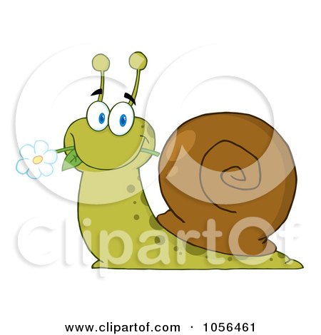 Royalty-Free Vector Clip Art Illustration of a Snail Eating A Flower by Hit Toon