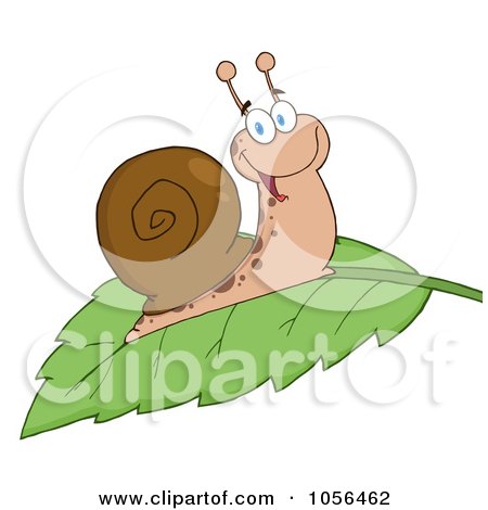Royalty-Free Vector Clip Art Illustration of a Cheerful Snail On A Leaf by Hit Toon