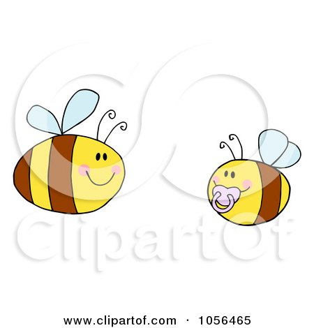 Royalty-Free Vector Clip Art Illustration of a Pudgy Baby Bee With A Parent by Hit Toon