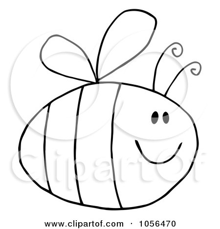 Royalty-Free Vector Clip Art Illustration of an Outlined Pudgy Bee by Hit Toon