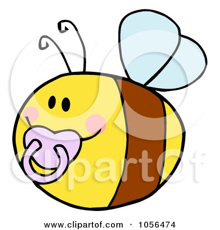 Royalty-Free Vector Clip Art Illustration of a Pudgy Baby Bee With A Pacifier by Hit Toon