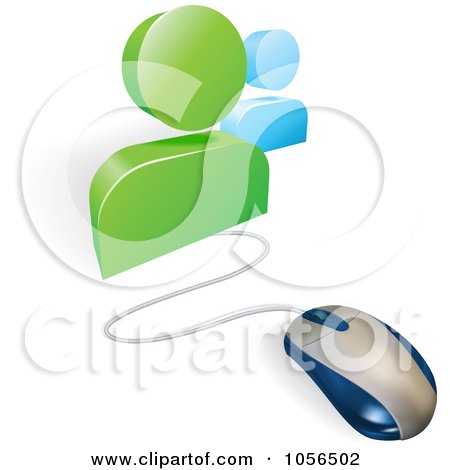 Royalty-Free Vector Clip Art Illustration of a 3d Computer Mouse Connected To Social Network Avatars by AtStockIllustration