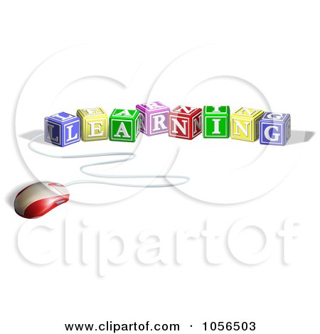 Royalty-Free Vector Clip Art Illustration of a 3d Computer Mouse Connected To Learning Letter Blocks by AtStockIllustration