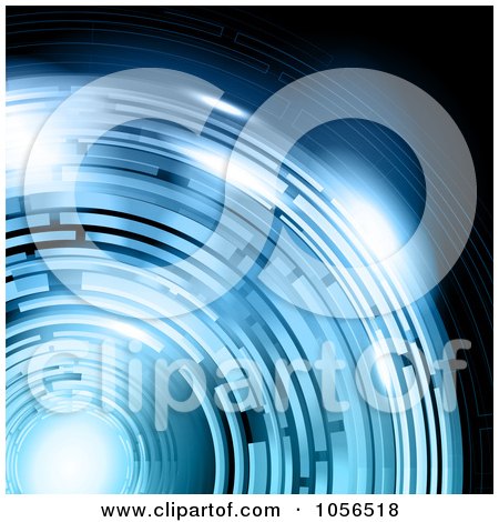 Royalty-Free Vector Clip Art Illustration of an Abstract Blue Tunnel Background by KJ Pargeter