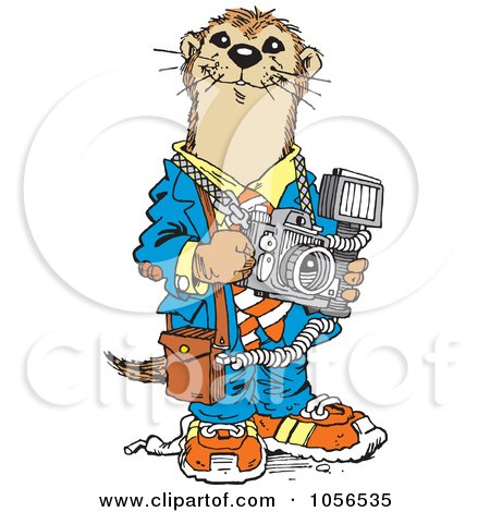 Royalty-Free Vector Clip Art Illustration of a Photographer Otter by Johnny Sajem