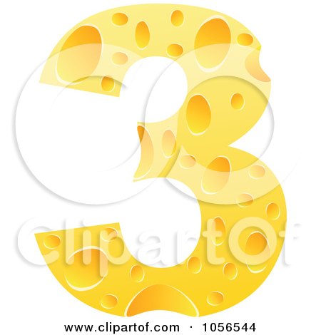Royalty-Free Vector Clip Art Illustration of a Cheese Textured Number 3 Three by Andrei Marincas
