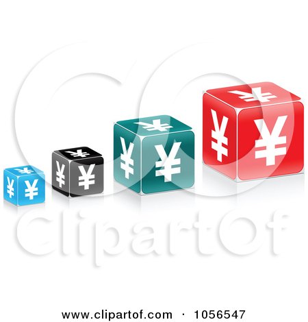 Royalty-Free Vector Clip Art Illustration of a Digital Collage Of Yen Cubes by Andrei Marincas
