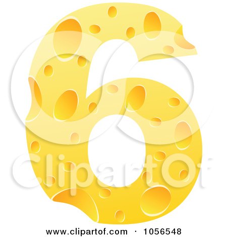 Royalty-Free Vector Clip Art Illustration of a Cheese Textured Number 6 Six by Andrei Marincas
