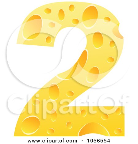 Royalty-Free Vector Clip Art Illustration of a Cheese Textured Number 2 Two by Andrei Marincas