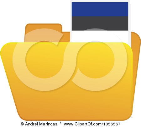 Royalty-Free Vector Clip Art Illustration of a Yellow Folder With An Estonian Flag Tab by Andrei Marincas