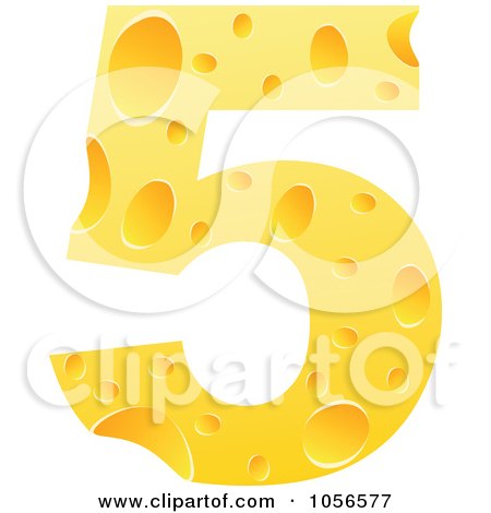 Royalty-Free Vector Clip Art Illustration of a Cheese Textured Number 5 Five by Andrei Marincas