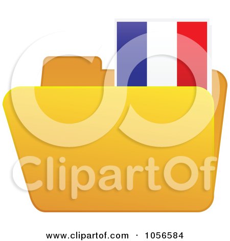 Royalty-Free Vector Clip Art Illustration of a Yellow Folder With A French Flag Tab by Andrei Marincas