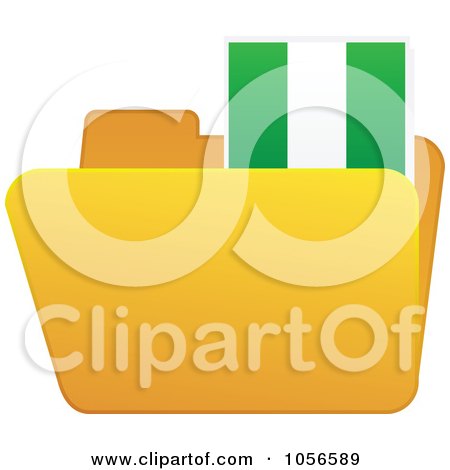Royalty-Free Vector Clip Art Illustration of a Yellow Folder With A Nigerian Flag Tab by Andrei Marincas
