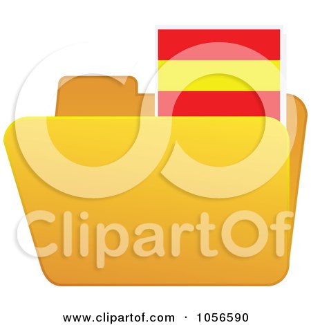 Royalty-Free Vector Clip Art Illustration of a Yellow Folder With A Spanish Flag Tab by Andrei Marincas