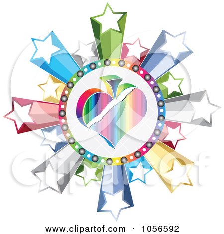 Royalty-Free Vector Clip Art Illustration of a Colorful Spade Poker Circle With Stars by Andrei Marincas