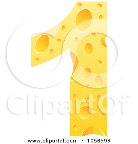 Royalty-Free Vector Clip Art Illustration of a Cheese Textured Number 1 One by Andrei Marincas