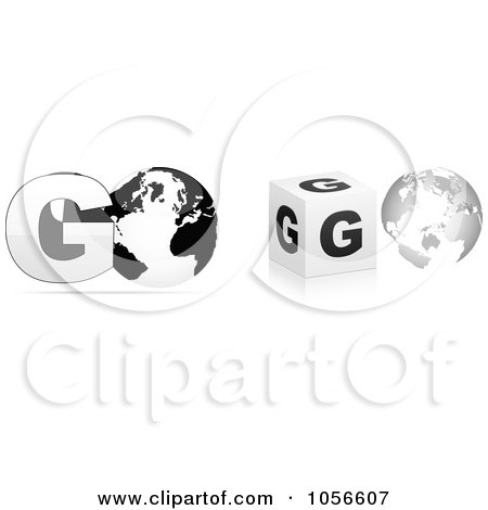 Royalty-Free Vector Clip Art Illustration of a Digital Collage Of 3d Go Words With Globes by Andrei Marincas