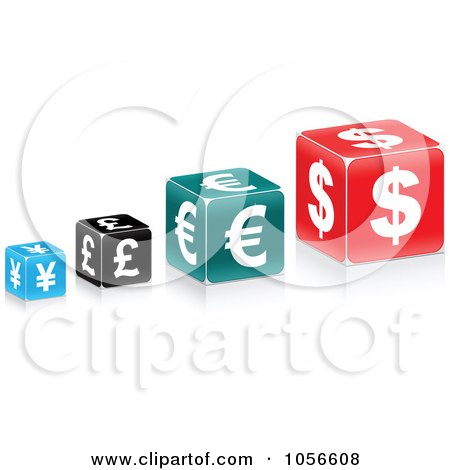 Royalty-Free Vector Clip Art Illustration of a Digital Collage Of Currency Cubes by Andrei Marincas