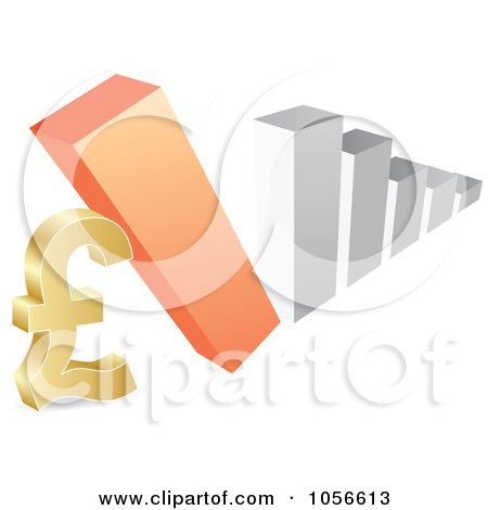 Royalty-Free Vector Clip Art Illustration of a Bar Graph Falling Down On A Lira Symbol by Andrei Marincas