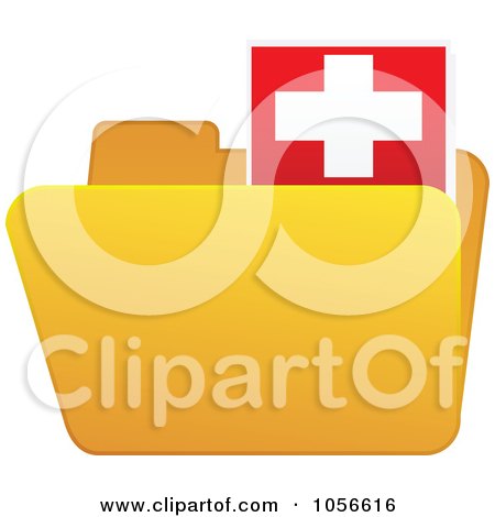 Royalty-Free Vector Clip Art Illustration of a Yellow Folder With A Switzerland Flag Tab by Andrei Marincas