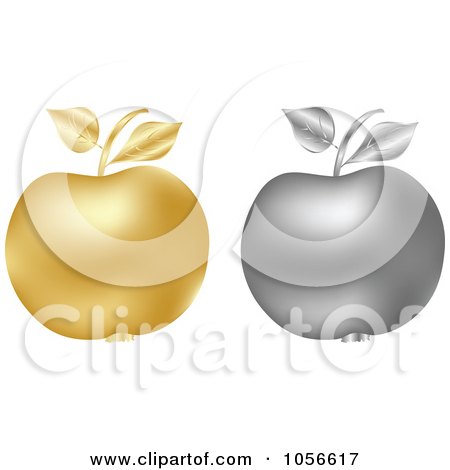 Royalty-Free Vector Clip Art Illustration of a Digital Collage Of 3d Silver And Golden Apples by Andrei Marincas