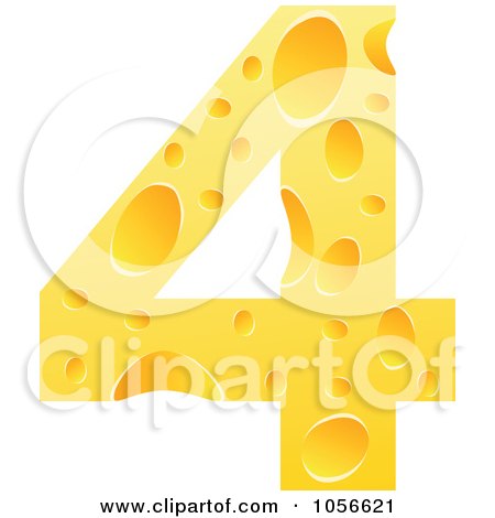 Royalty-Free Vector Clip Art Illustration of a Cheese Textured Number 4 Four by Andrei Marincas