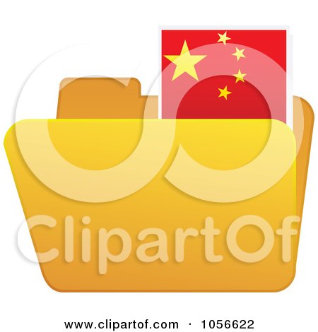 Royalty-Free Vector Clip Art Illustration of a Yellow Folder With A Chinese Flag Tab by Andrei Marincas