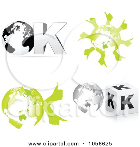 Royalty-Free Vector Clip Art Illustration of a Digital Collage Of 3d Ok And Thumbs Up Globes by Andrei Marincas