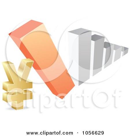 Royalty-Free Vector Clip Art Illustration of a Bar Graph Falling Down On A Yen Symbol by Andrei Marincas