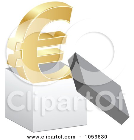 Royalty-Free Vector Clip Art Illustration of a 3d Golden Euro Symbol In A Box by Andrei Marincas