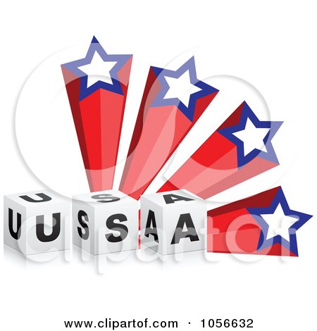 Royalty-Free Vector Clip Art Illustration of a 3d Usa Blocks And American Stars by Andrei Marincas
