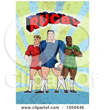 Royalty-Free Clip Art Illustration of Retro Rugby Players With Text by patrimonio