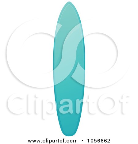 Royalty-Free Vector Clip Art Illustration of a 3d Shiny Surfboard With An Ocean Water Color by elaineitalia
